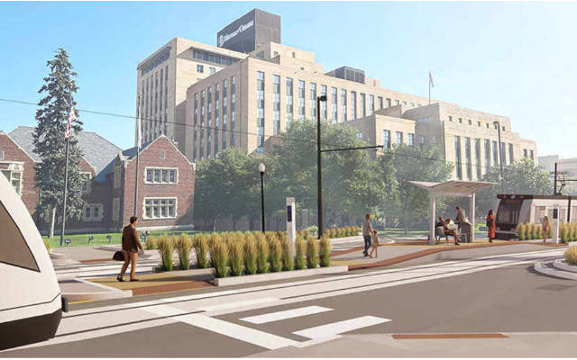 Future trolley station adjacent to Mutual of Omaha
